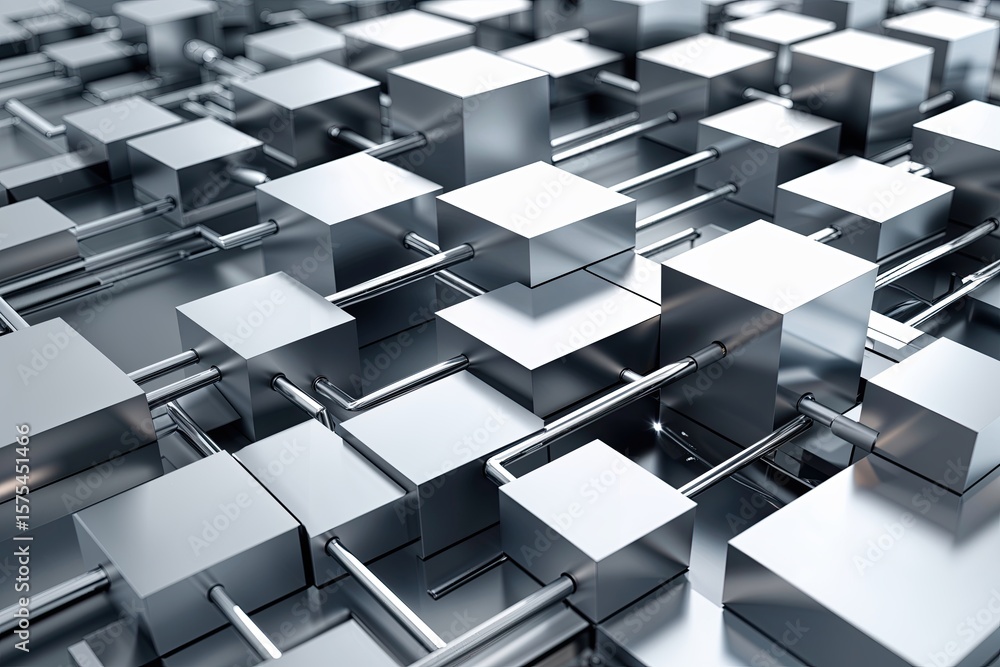 Aufkleber futuristic silver network infographic featuring dynamic rectangle patterns and visual engagement tec