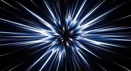 Dynamic Blue Light Burst Explosion in Space Theme for Technology and Science Visuals
