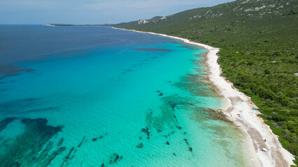 Obraz premium Beach Sakarun aerial view in Zadar, Croatia