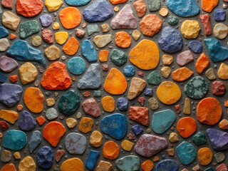 Assorted Multi-colored Pebbles and Stones Background
