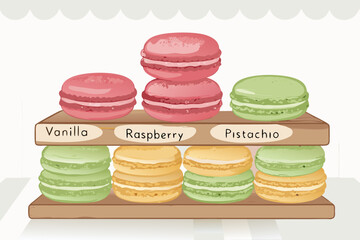 Incredible Bakery Shelf Stacked with Macaron - Bold and Striking Visual Story Excellent for Print Me