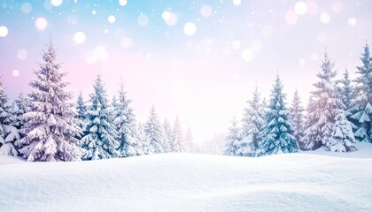 Fototapeta premium Abstract White Winter Forest Background Featuring Fir Trees and Deep Snow, Tranquil Natural Setting Perfect for Holiday or Cold Season Visual Content