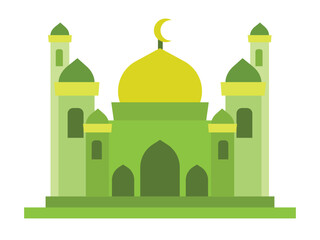 illustration of a simple mosque in green, simple minimalist mosque