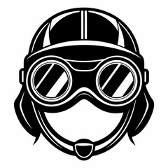 Vintage world war ii pilot goggles and leather helmet illustration