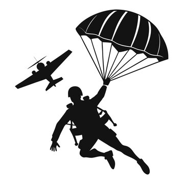 World war ii paratrooper leaping from aircraft in a stark silhouette