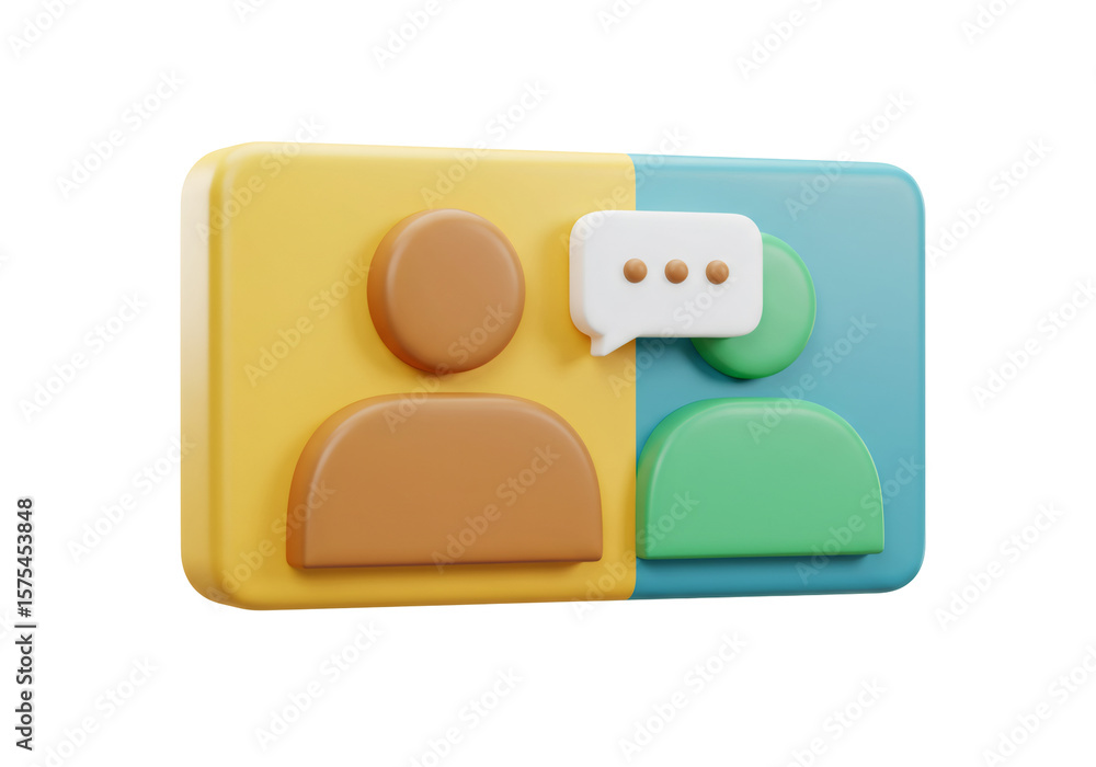 Fototapete 3d rendering of contact icon featuring user avatars chatting on transparent background