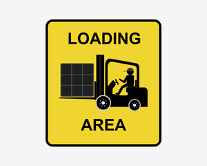 Vector Illustration of Forklift Loading Area Sign for Safety and Industrial Transport Information