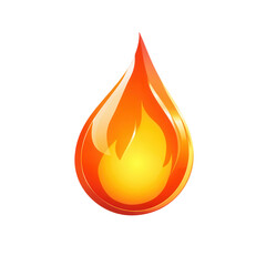 Fiery drop with glowing orange and yellow isolated on a transparent background flame fire