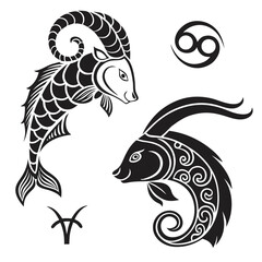 Artistic black zodiac sign silhouettes with swirling patterns zodiac signs astrology