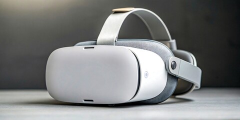 Modern virtual reality headset on table with soft light background for immersive tech concept
