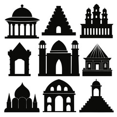 Ancient architecture silhouettes collection building