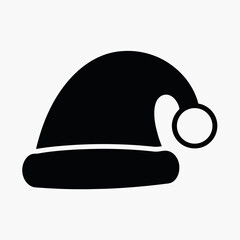 Simple Black and White Santa Hat Icon