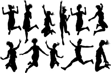 Happy Woman Jumping For Joy Silhouette Women
