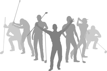 Golfers Golfing Silhouette Golf People Silhouettes