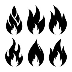 Black flame shapes on white background fire silhouette