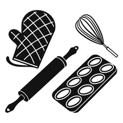 Baking Utensils Rolling Pin Whisk Muffin Tin Oven Mitt