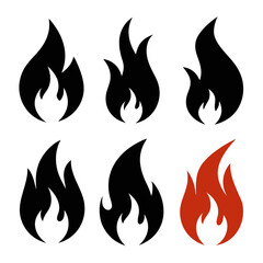 Black and red flame icons fire symbol