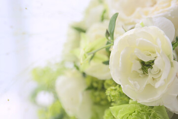 beautiful close up floral background of bouquet in white colors
