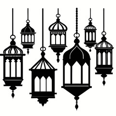 Black Islamic Lantern Silhouettes Hanging Decorative Ornaments islamic lanterns hanging lanterns