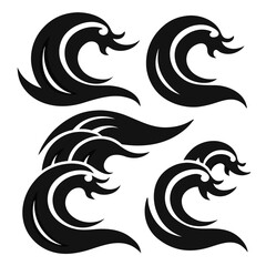 Naklejka premium Black ocean wave shapes with white accents ocean waves cresting