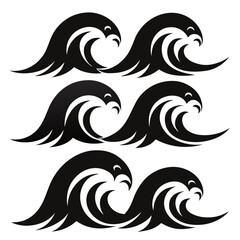 Black ocean wave crests tribal design elements water