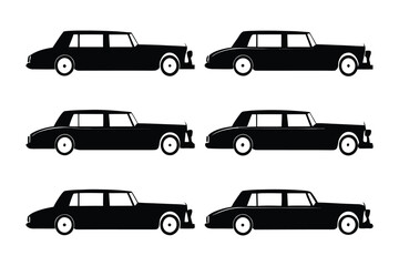 Fototapeta premium Classic Car Collection: A collection of elegant classic cars, each a sleek silhouette against a contrasting backdrop, representing luxury, vintage charm, and timeless automotive design.
