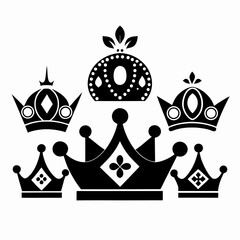 Black royal crowns with gem cutouts and floral accents regal monarchy