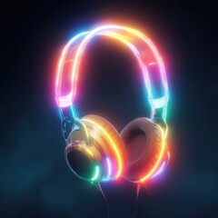 Futuristic Neon Headphones with Glowing Earcups and Dynamic Lighting Effects for a Vibrant Audio Experience