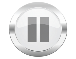 Modern circular interface button with a glossy white center and brushed metallic ring