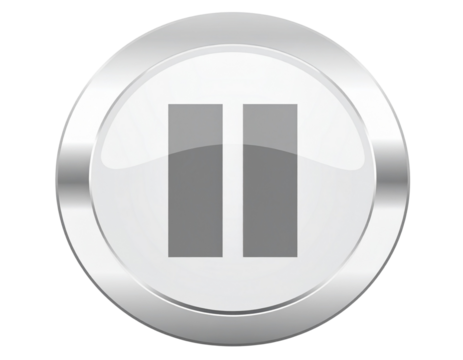 Modern circular interface button with a glossy white center and brushed metallic ring