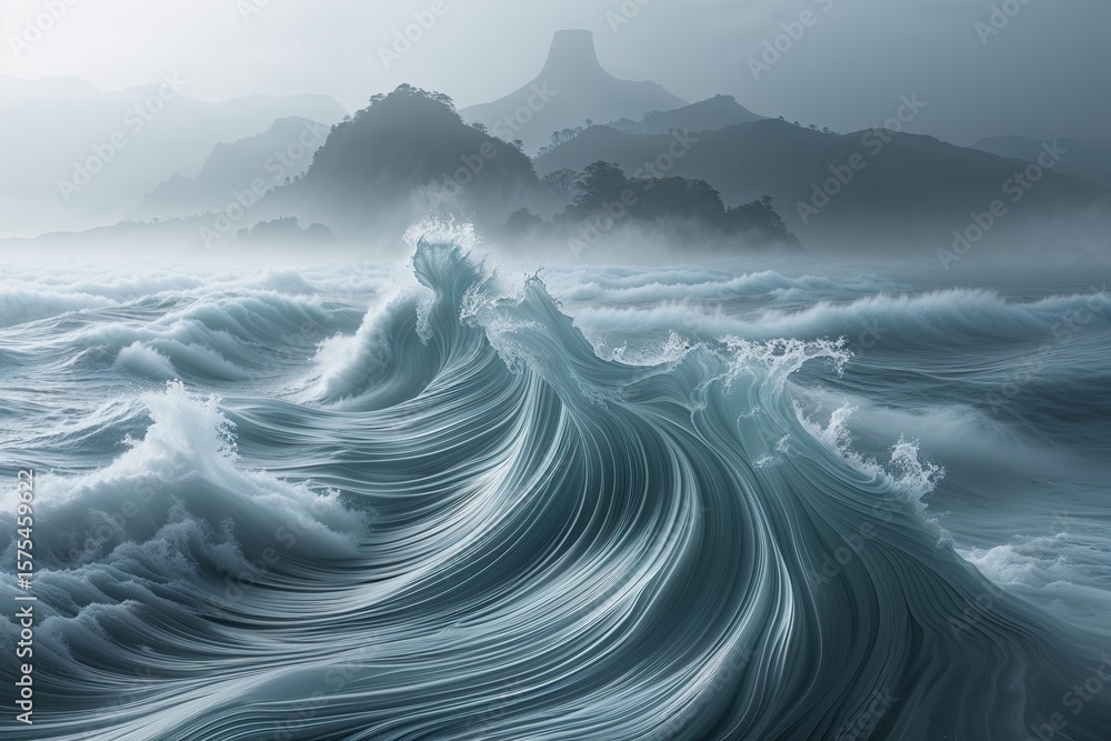 Poster elegant wave texture gradient in a lively foggy environment