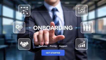 Business professional is utilizing an onboarding process for company development