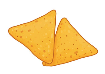 Two Triangular Corn Tortilla Chips on a Transparent Background Food Photography