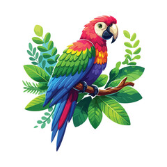 A colorful parrot sitting on a branch of a tree