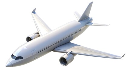 Modern white passenger jet airplane isolated on a clean white background