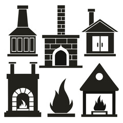 Collection of Black Fireplace and Chimney Silhouettes hearth