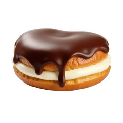 -Dessert image is transparent png. Delectable Dessert with Chocolate Ganache and Cream Filling Against Transparent Background