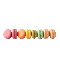 -Dessert image is transparent png. Colorful Assortment Of Macarons Isolated On Transparent Background Displaying Variety Of Flavors