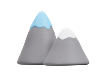 Pair Of Snowy Mountains Gray Peaks With Ice Caps Cartoon Rendered Transparent