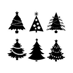 Diverse Christmas Tree Silhouettes with Transparent Background Christmas trees holiday