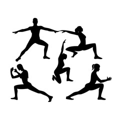 Diverse Fitness Poses Silhouette Collection exercise