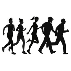 Obraz premium Diverse group of people running in silhouette jogging fitness