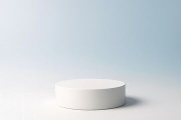 Clean white podium on pastel blue backdrop presents a minimalist aesthetic, perfect for product showcases and modern designs.