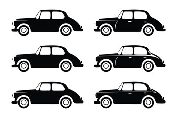 Classic car silhouettes: A collection of meticulously crafted, high-contrast silhouettes of classic cars, each exuding timeless elegance and iconic design.