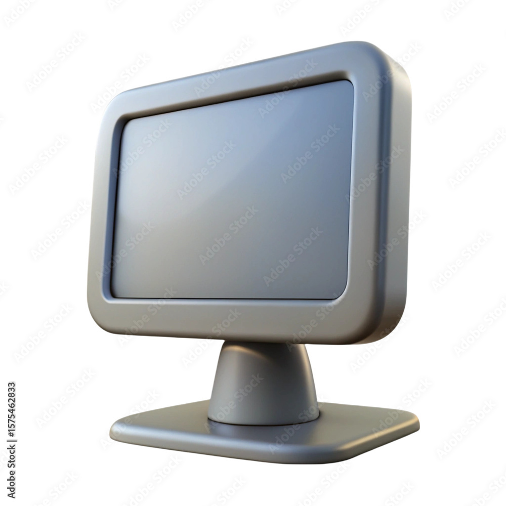 Poster 3d rendered monitor with a glossy screen and rounded edges isolated on black background