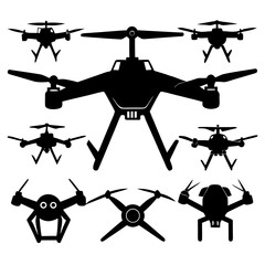 Drone Silhouettes From Various Angles quadcopter aerial vehicle