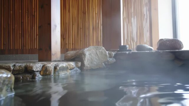 Explore a relaxing hot spring experience at a traditional Japanese onsen in autumn