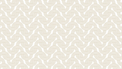 Interlaced rounded arc patterned background design element. Japanese seamless pattern in oriental geometric traditional style. 3d festive ornament for lunar chinese new year decoration. 