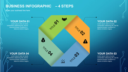 Business Infographic with Three Steps and Data Visualization