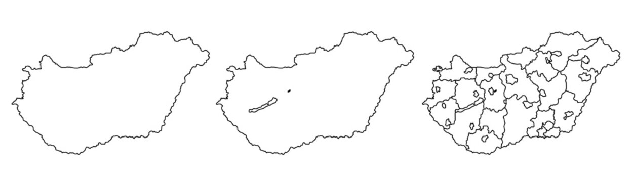 Hungary map &ndash; vector illustration of counties and political borders